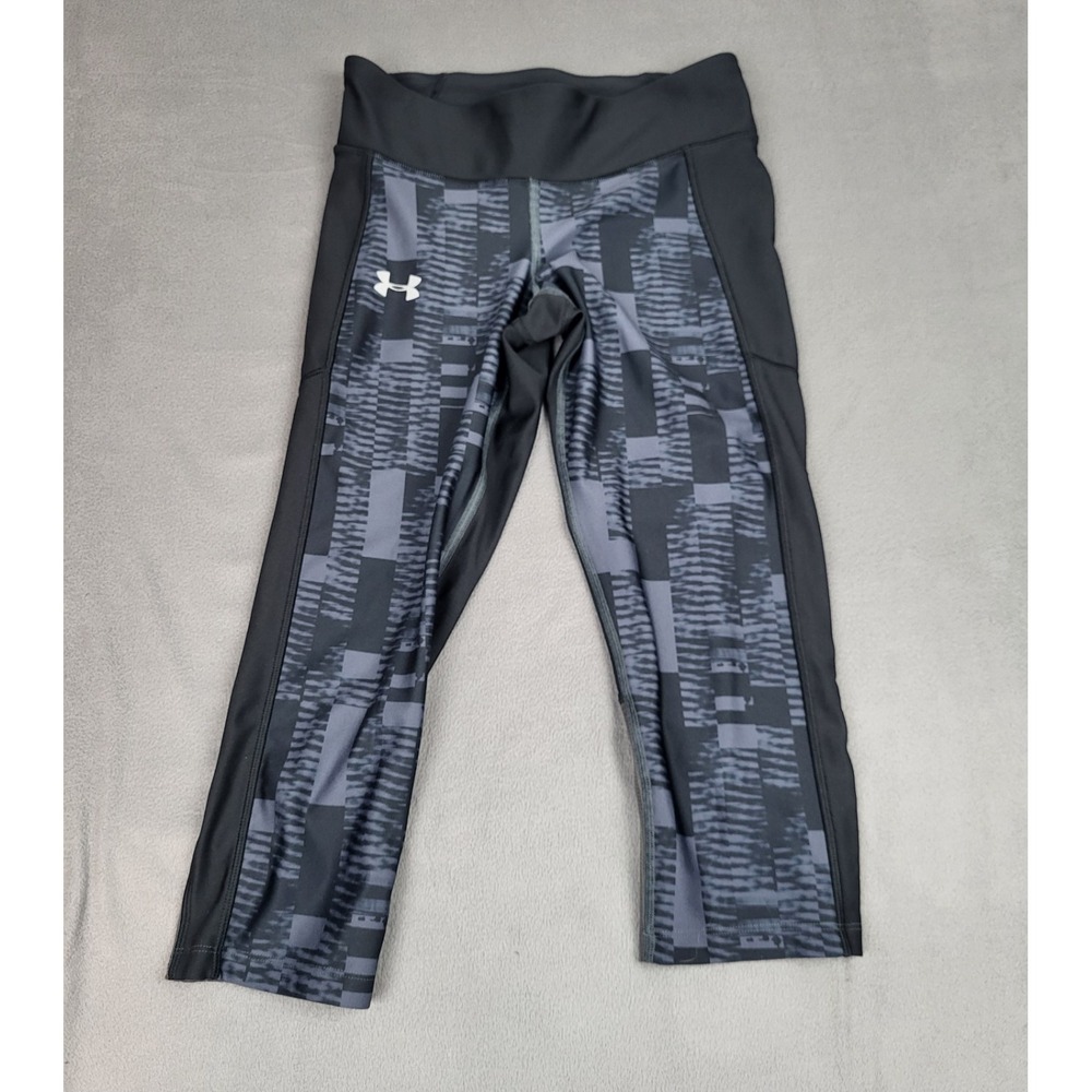 Under Armour Compression Pants Womens Medium Black Gray Lightweight Stretch
